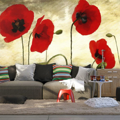 Fototapeet - Golden Field of Poppies - 300x231