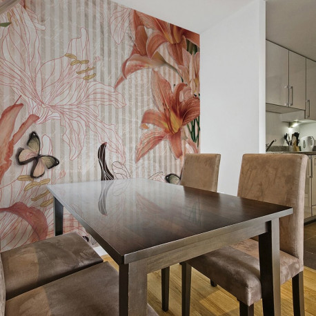 Fototapeet - Flowers and butterflies - 350x270