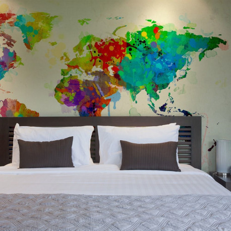 Fototapeet - Paint splashes map of the World - 400x309