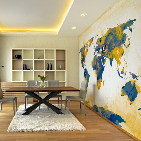 Fototapeet - Map of the World - Sun and sky - 350x270