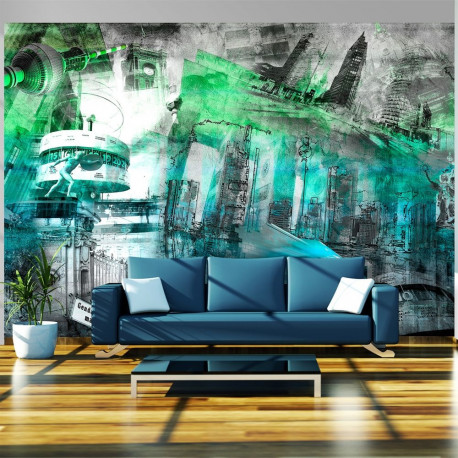 Fototapeet - Berlin - collage (green) - 150x105