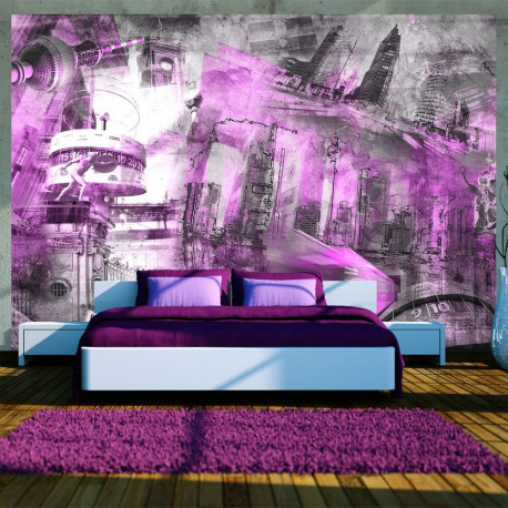 Fototapeet - Berlin - collage (violet) - 200x140