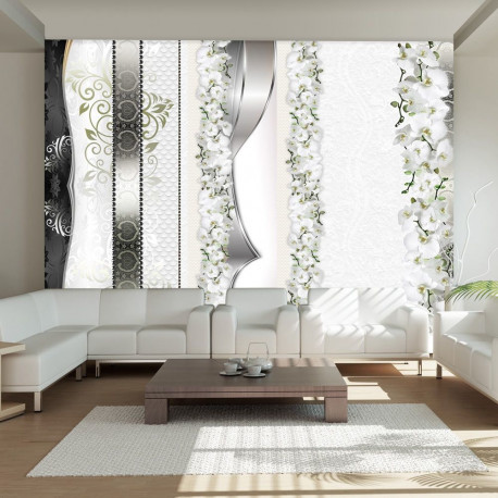 Fototapeet - Parade of orchids in shades of gray - 400x280