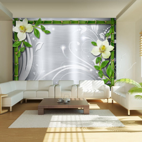 Fototapeet - Bamboo and two orchids - 200x140