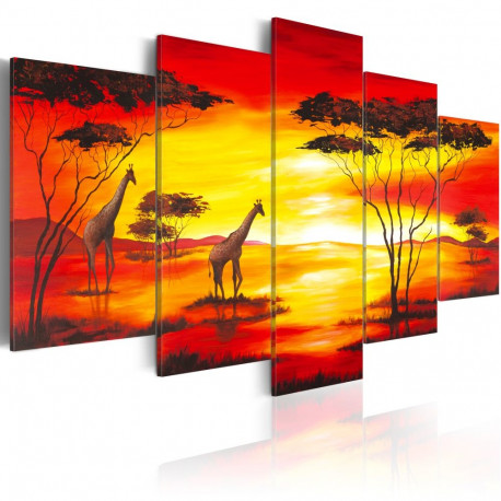 Seinapilt - Giraffes on the background with sunset - 200x100