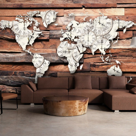 Fototapeet - Map On Wood - 300x210