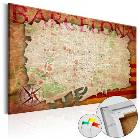 Pilt korgil - Map of Barcelona [Cork Map] - 60x40
