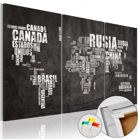Pilt korgil - El Mundo [Cork Map] - 90x60