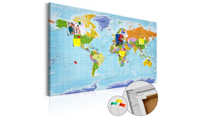 Pilt korgil - World Map: Countries Flags [Cork Map] - 90x60
