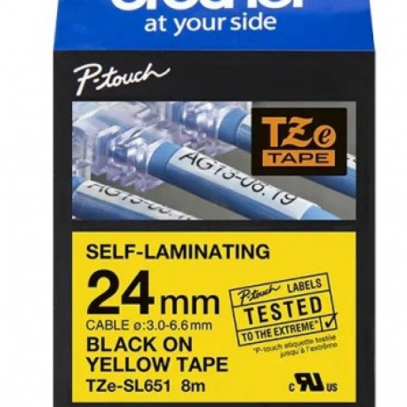 BROTHER TZESL651 24 MM BLACK ON YELLOW SELF LAMINATE