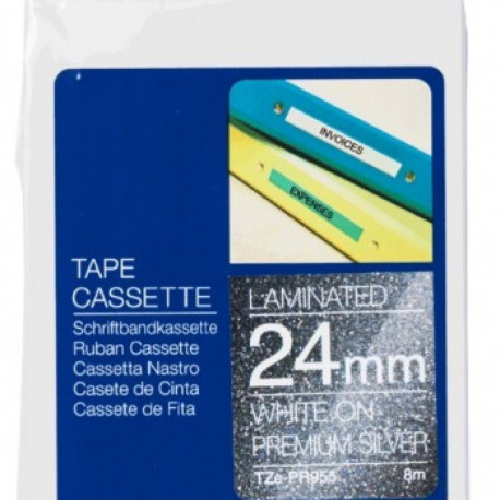 BROTHER TZE-PR955 24 WHITE ON SILVER TAPE