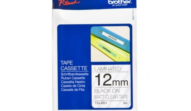 BROTHER TZEM31 12 BLK ON CLEAR MATT