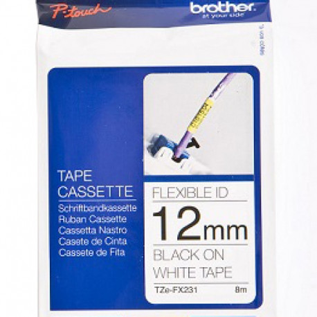 BROTHER TZEFX231 12 BLACK ON WHITE FLEX