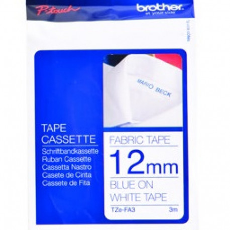 BROTHER TZFA3 12 BLUE ON WHITE FABRIC