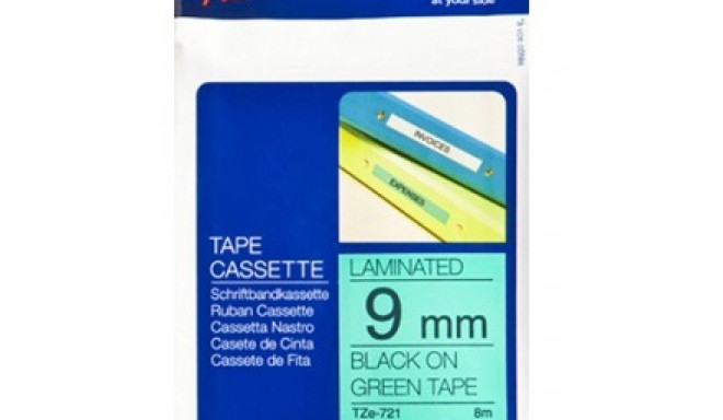 BROTHER TZ721 9 BLACK ON GREEN