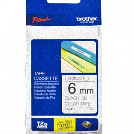 Brother label printer tape TZE111 6, black/clear