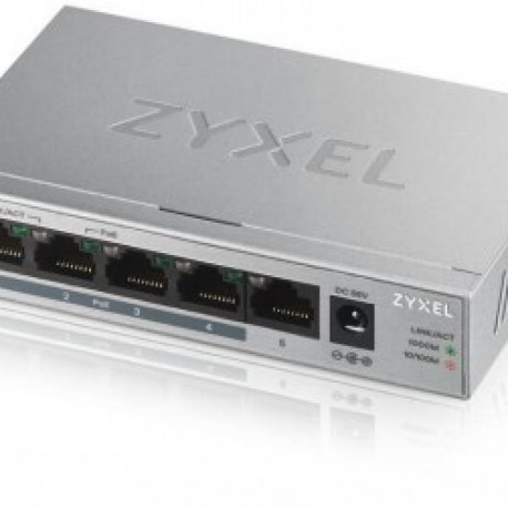 ZYXEL GS1005-HP, 5 PORT GIGABIT POE+ UNMANAGED DESKTOP SWITCH, 4 X POE, 60 WATT (5Y WARRANTY)