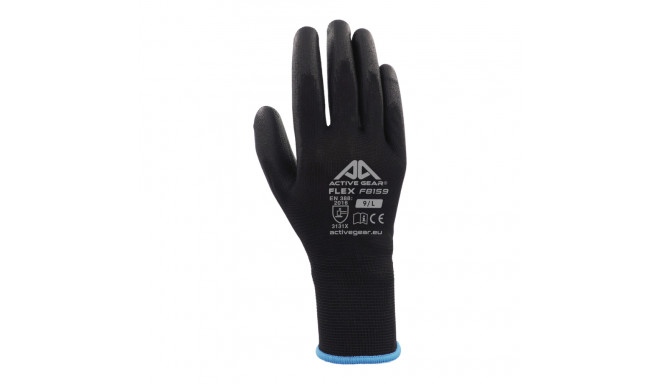 Black polyurethane gloves XL 12 pcs.