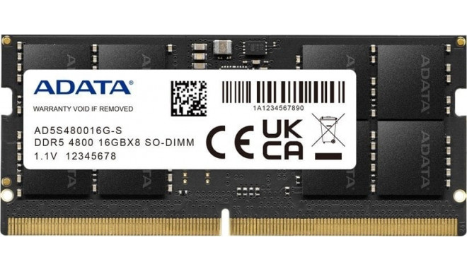 Laptop memory ADATA SODIMM, DDR5, 32 GB, 4800 MHz, CL40 (AD5S480032G-S)