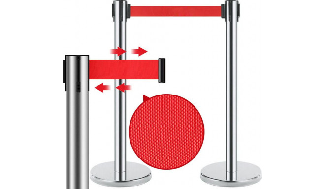 Mozos Barrier Posts With Red Tape Set of 2