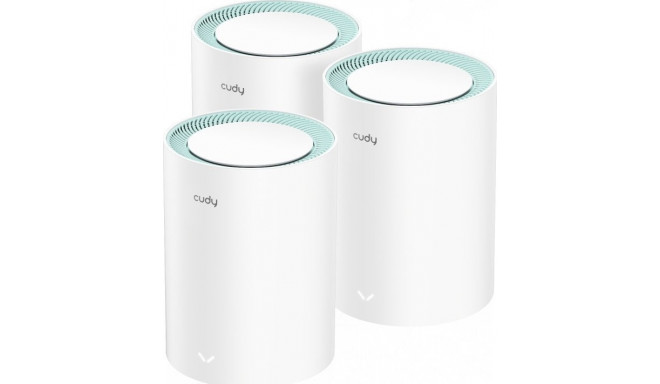 Cudy M1300 3-PACK mesh Wi-Fi süsteem topeltala (2.4 GHz / 5 GHz) Wi-Fi 5 (802.11ac) Valge 1 Sisemine