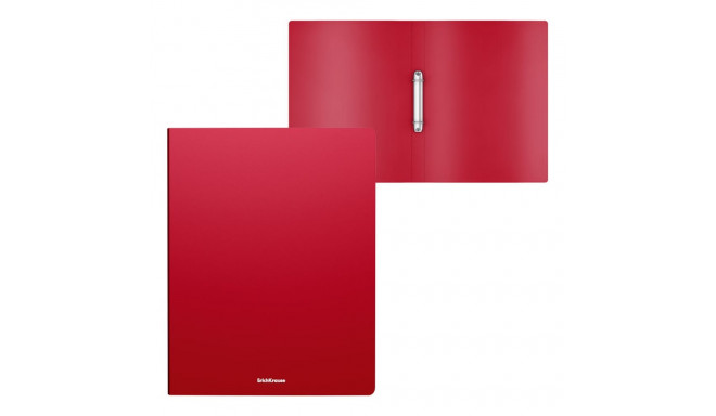 Ring binder ErichKrause® Matt Classic, with 2 rings, 24mm, A4, red (4 pcs in a bag)