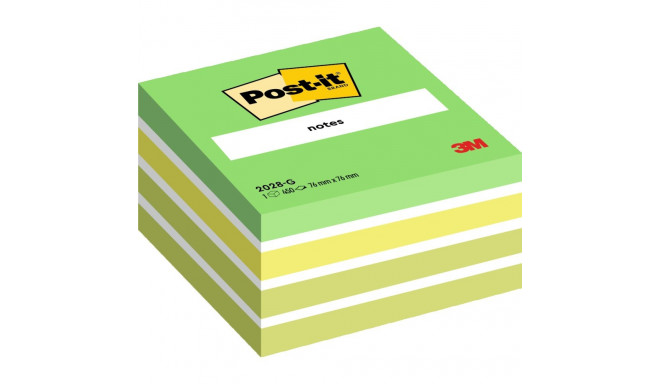 Märkmekuup 76x76mm POST-IT 2028G rohelised pastelltoonid 450 lehte