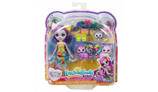 Doll Enchantimals + animal figures Lemur family