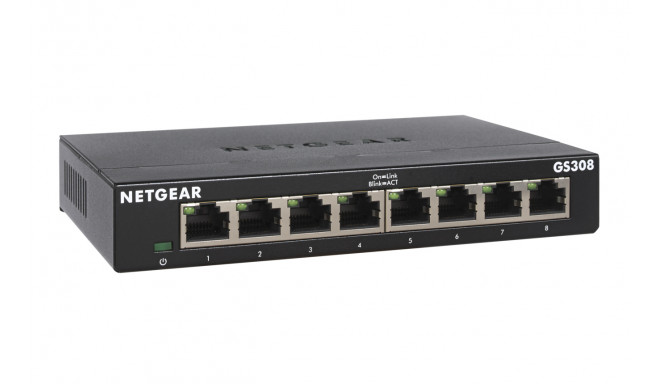 8P Netgear GS308-300PES - Unmanaged - L2 - Gigabit Ethernet (10/100/1000) - Wall mount