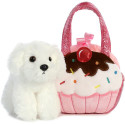 AURORA Fancy Pals Plush Dog in a cupcake bag,