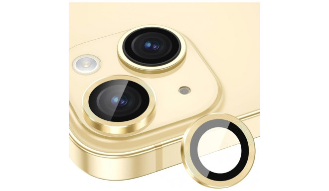 Kaamera kaitseklaas Hoco iPhone 15/15 Plus 3D, metall, helekollane