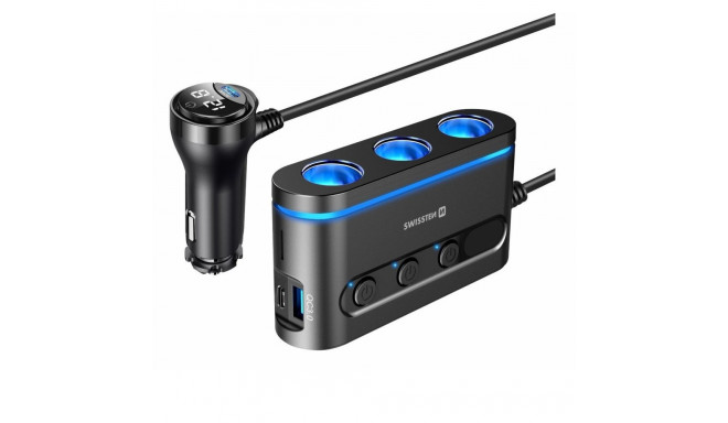 Autolaadija Swissten 2x USB-C/1x USB-A