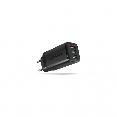 Axagon GaN wallcharger 240V / 3x port (USB + dual USB-C)  PD3.0/QC4+/PPS/Apple. 65W total power.