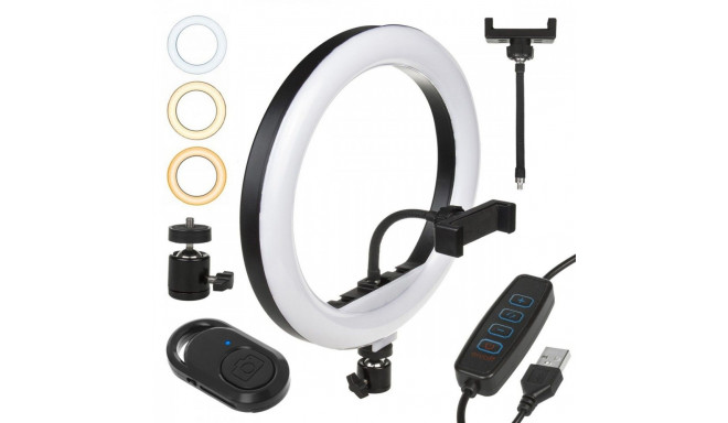 Maclean 12" 20W LED ring light with Bluetooth Shutter 3 colors 10 brightness levels