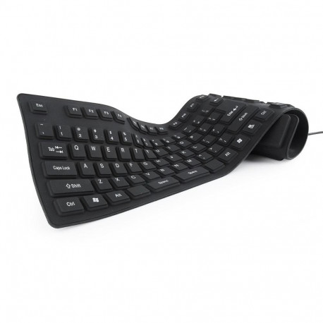 Gembird Flexible keyboard  USB + OTG combo  black color  US layout