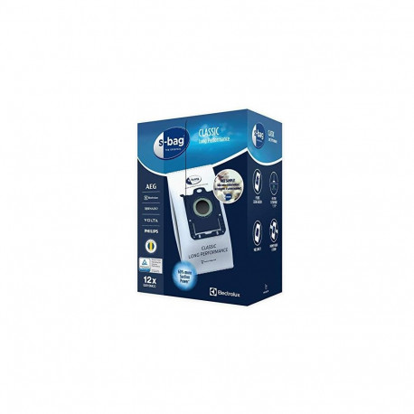 Electrolux tolmuimeja tolmukotid E201SM s-bag Classic Long Performance 12 tk, valge