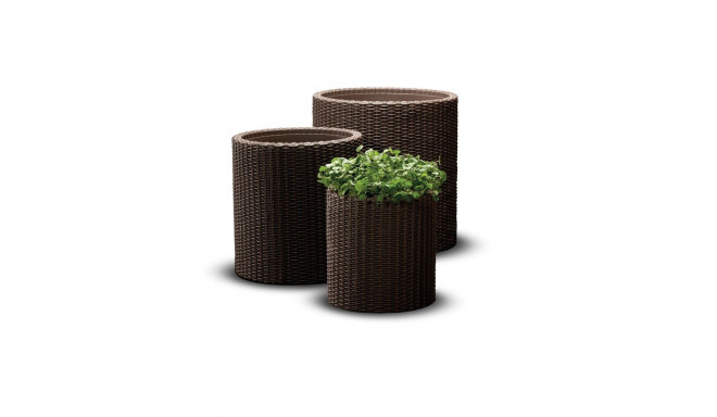 Keter Cylinder Planters S+M+L puķu podu komplekts  brūns 29197934590