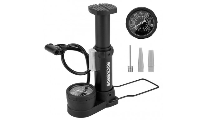 Rockbros 42610002001 floor bicycle pump with pressure gauge - black