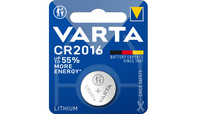 Varta Batterie Lithium Knopfzelle CR2016 3V 1er-Blister