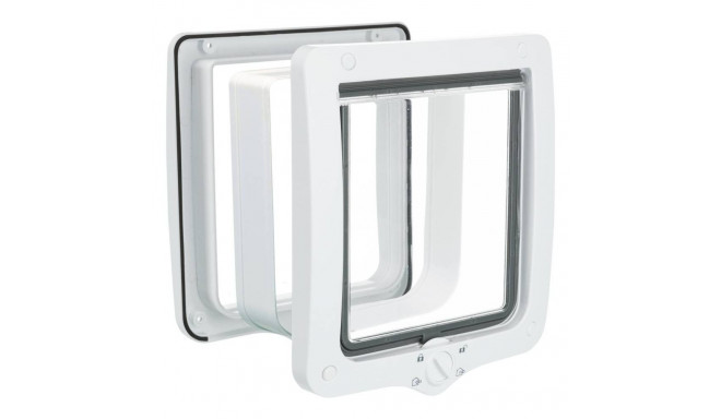 4-Way cat flap, with tunnel, XL: 24 × 28 cm, white