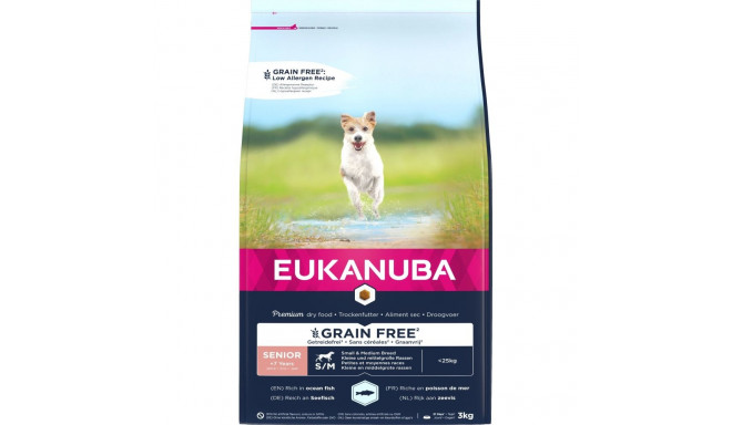 EUKANUBA Senior беззерновой с океанической рыбой для сеньоров маленьких и средних пород собак 3 кг