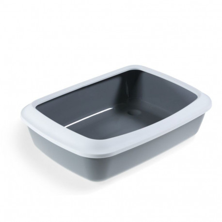 Cat litterbox Iriz+ rim 42x31x12,5cm white/grey