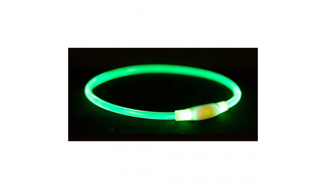 Safety collar flash light ring USB, SM: 40 cm/d 8 mm, green