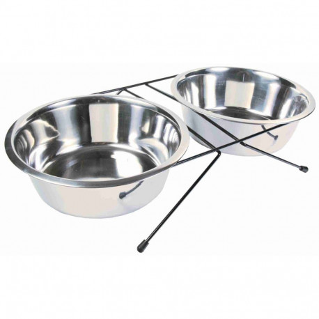 Set of steel bowls with raised base Eat on Feet, 2 × 2.8 l/ø 24 cm
