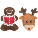 Xmas elk and gingerbread figure, felt, 8 cm, 2 pcs.