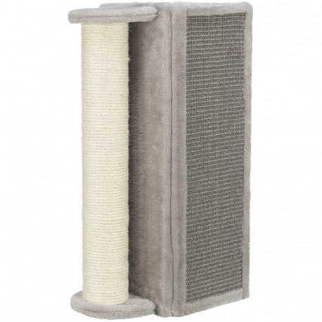 Scratching board for corners with post, 19 × 58 × 19 cm, grey