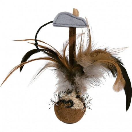 Žaislas katėms bobo shuttlecock su pele, pliušinis, 15 cm, Trixie