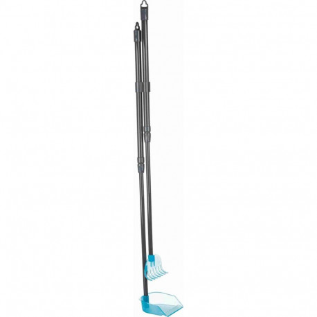 Dustpan with rake, 57–102 cm, grey/blue
