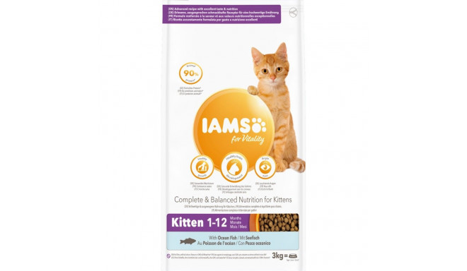 Visavertis sausas pašaras Kitten Ocean Fish 3kg kačiukams, Iams