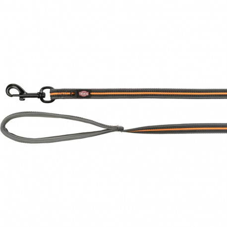 Fusion tracking leash, rubberised, M–XL: 5 m/17 mm, graphite/papaya